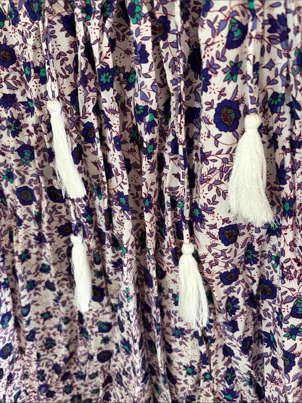 BOHO Rayon Folk Floral Tassel Midi Dress - Picture 5 of 7